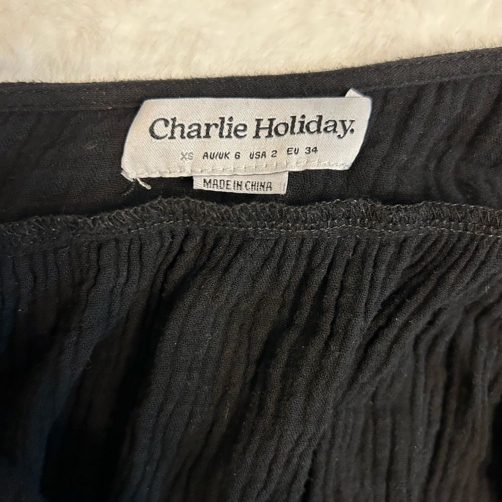 Anthropology Harlow Tie-Front Maxi Dress Charlie Holiday, size M, black - Picture 4 of 12